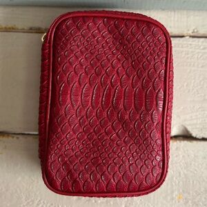 Nordstrom Red Faux Croc Vanity Makeup Case | Travel Cosmetic Organizer